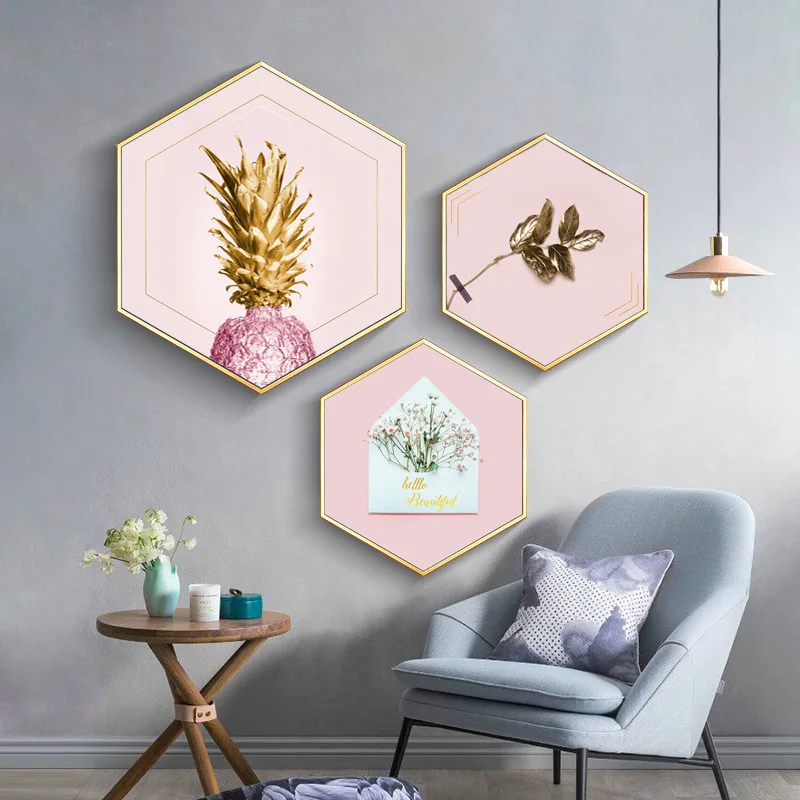 Nordic modern minimalist living room decorative painting Sofa creative hexagonal triple green plants painting mural with frame
Nordic modern minimalist living room decorative painting Sofa creative hexagonal triple green plants painting mural with frame