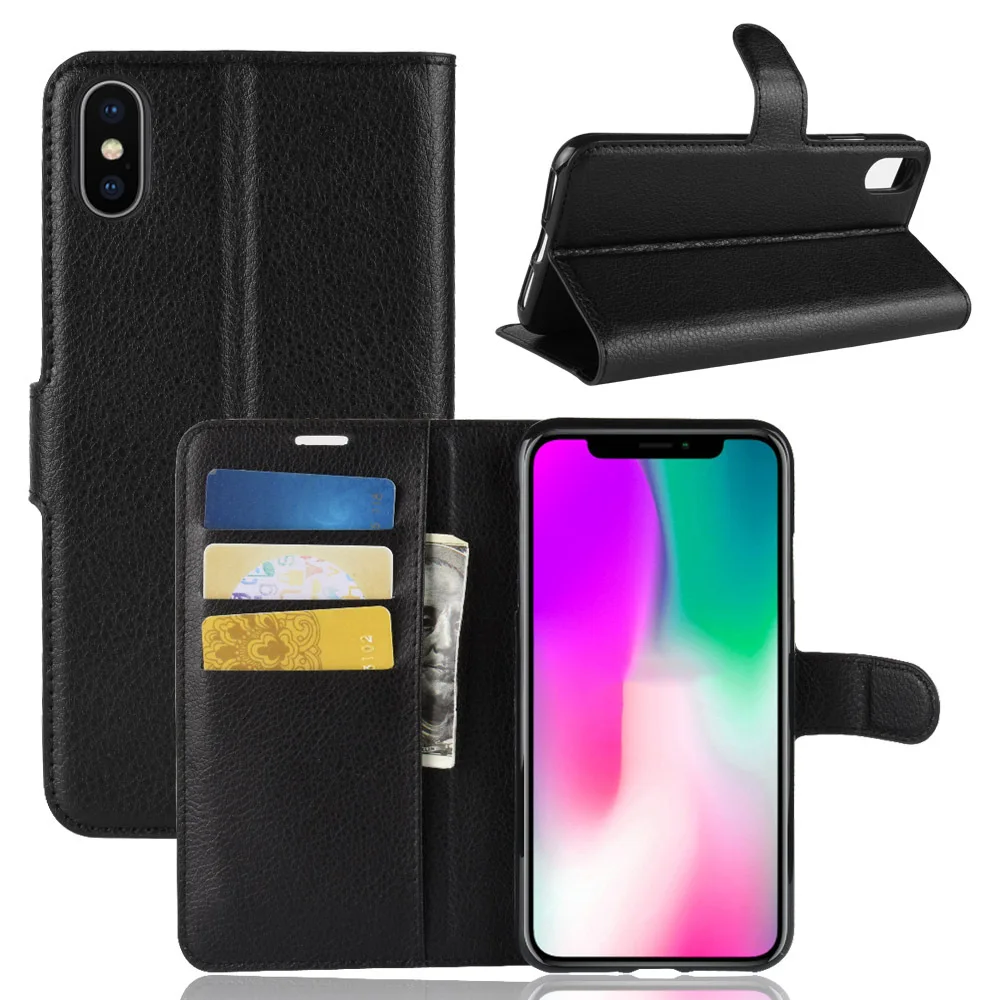 Для iPhone XS MAX X Чехол кошелек из искусственной кожи задняя крышка для телефона