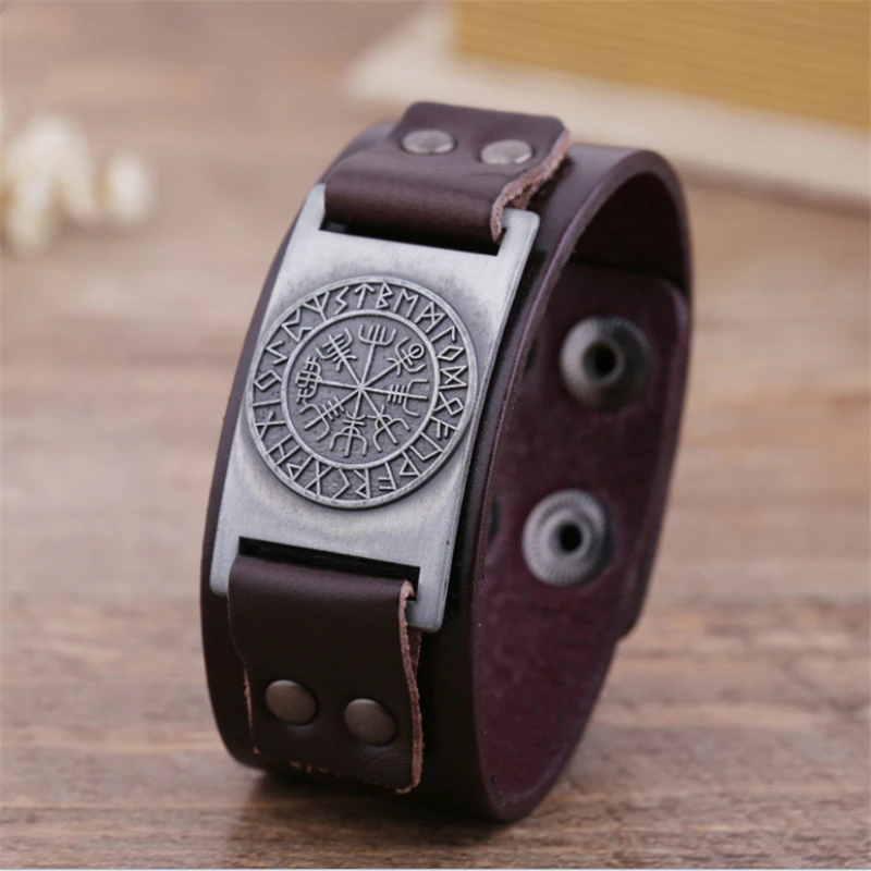 1pc Dropshipping Viking Vegvisir Compass Pendants Bangle Nordic Runes Men Jewelry Odin Symbol Imitation Leather Bracelets
1pc Dropshipping Viking Vegvisir Compass Pendants Bangle Nordic Runes Men Jewelry Odin Symbol Imitation Leather Bracelets