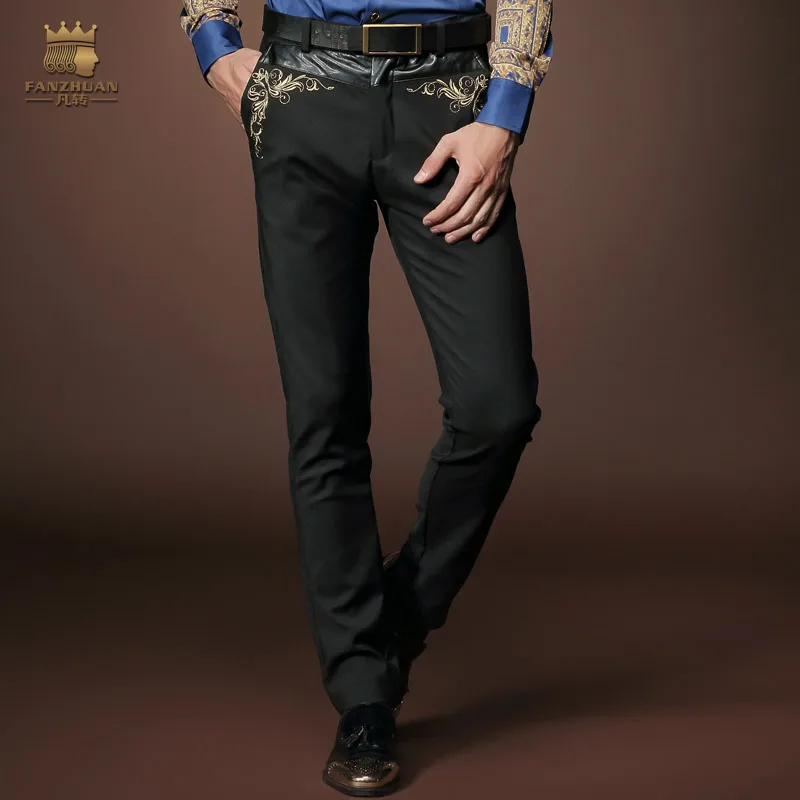 Fanzhuan Free Shipping casual Men's New 2015 pattern man Menswear Trousers Black Slim Middle-waist Embroidery Male pants 518003
Fanzhuan Free Shipping casual Men's New 2015 pattern man Menswear Trousers Black Slim Middle-waist Embroidery Male pants 518003