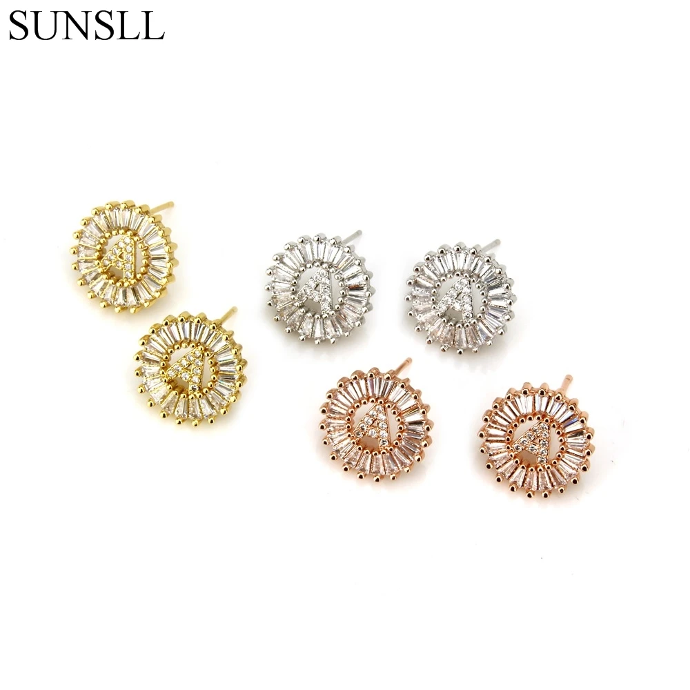 SUNSLL Three Color Copper Clear Cubic Zirconia A-Z 26 Letter Round Stud Earrings Women's Party Fashion Jewelry Cobre CZ Brincos
SUNSLL Three Color Copper Clear Cubic Zirconia A-Z 26 Letter Round Stud Earrings Women's Party Fashion Jewelry Cobre CZ Brincos