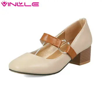 VINLLE 2020 Elegant Women Pumps PU leather Buckle Square Med Heel Pointed Toe Beige Black Ladies Wedding Shoes Size 34-43
VINLLE 2020 Elegant Women Pumps PU leather Buckle Square Med Heel Pointed Toe Beige Black Ladies Wedding Shoes Size 34-43