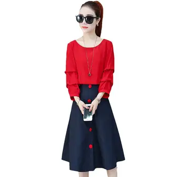 Female Casual Shirt And Button A-Line Skirt 2 Piece Set Spring Autumn Long Sleeve Pullovers And High Waist Skirt Suits 2019 J172
Female Casual Shirt And Button A-Line Skirt 2 Piece Set Spring Autumn Long Sleeve Pullovers And High Waist Skirt Suits 2019 J172