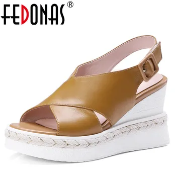FEDONAS 2020 New Sandals Women Summer Ankle Strap Genuine Leather Shoes Woman Wedges High Heeled Shoes Roman Sandals Women
FEDONAS 2020 New Sandals Women Summer Ankle Strap Genuine Leather Shoes Woman Wedges High Heeled Shoes Roman Sandals Women