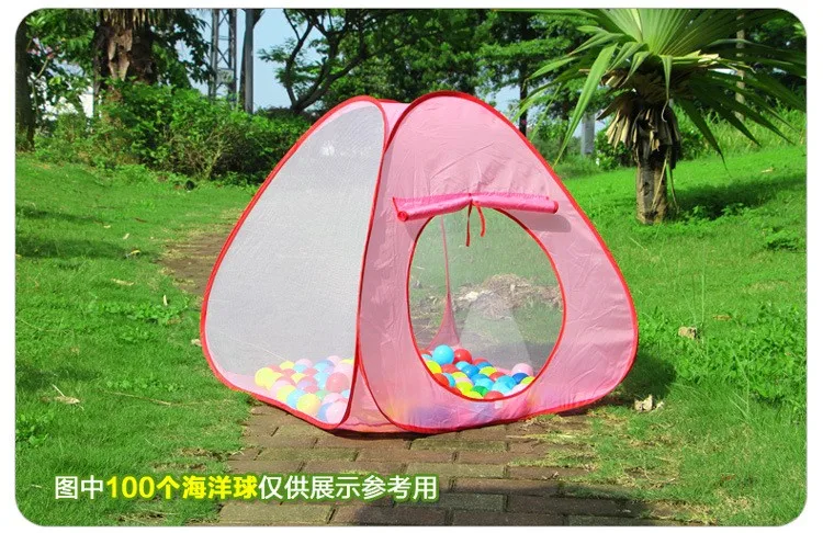 Foldable indoor outdoor children's play house on three sides gauze spacious tent ocean ball pool toys parent-child interaction (2)
