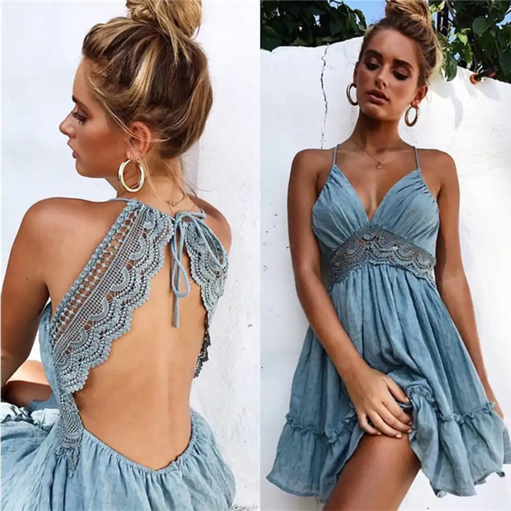 v neck beach dress