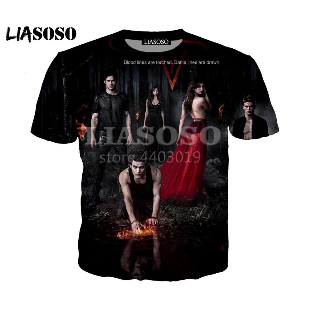 LIASOSO 2018 Summer New Fashion The Vampire Diaries pattern Brand Clothing 3D Print Men and women High Quality T shirt SE1184
LIASOSO 2018 Summer New Fashion The Vampire Diaries pattern Brand Clothing 3D Print Men and women High Quality T shirt SE1184