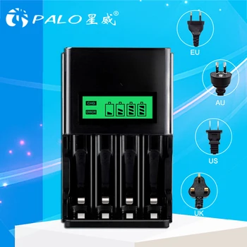 PALO 4 Slots LCD Display Smart battery charger for 1.2V AA AAA rechargeable battery NI-MH NI-CD battery with EU AU US UK plug
PALO 4 Slots LCD Display Smart battery charger for 1.2V AA AAA rechargeable battery NI-MH NI-CD battery with EU AU US UK plug