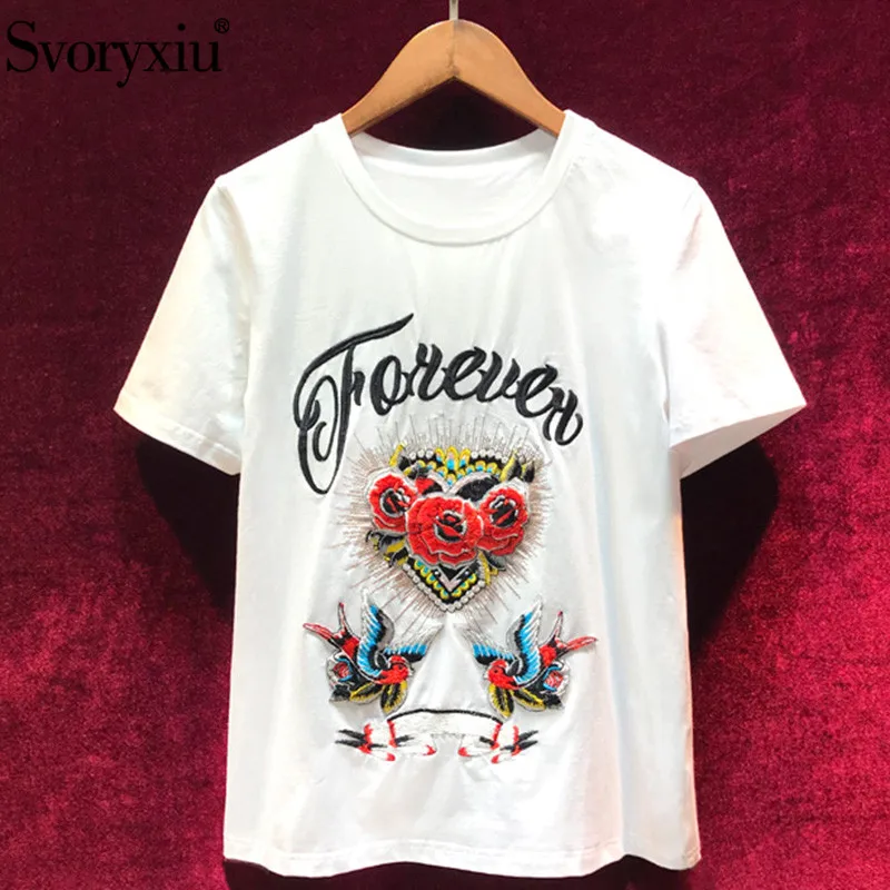 Svoryxiu Embroidery Applique Cotton White Tops Tees Women's 2019 New Designer Summer Casual Plus Size Short Sleeve T Shirts
Svoryxiu Embroidery Applique Cotton White Tops Tees Women's 2019 New Designer Summer Casual Plus Size Short Sleeve T Shirts