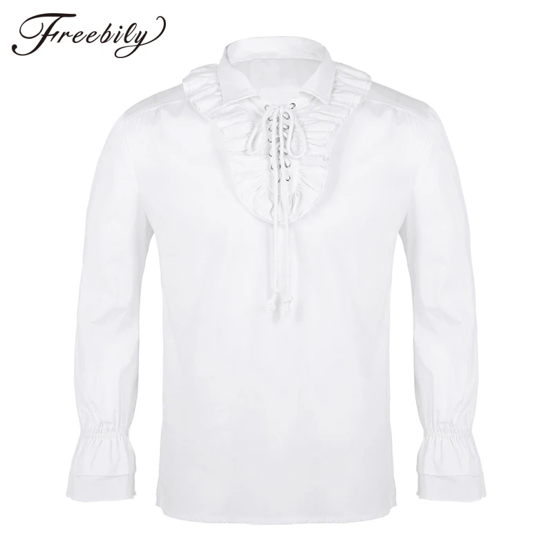 Men Turn-down Collar Long Sleeve Lace-up Front Ruffled Tuxedo Shirts Gothic Steampunk Victorian Pirate Cosplay Shirt
Men Turn-down Collar Long Sleeve Lace-up Front Ruffled Tuxedo Shirts Gothic Steampunk Victorian Pirate Cosplay Shirt