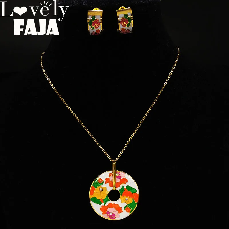 2019 Fashion Flower Stainless Steel Enamel Jewelry Sets Women Gold Color Earrings Necklace Set Jewellery accesorios mujer 178652
2019 Fashion Flower Stainless Steel Enamel Jewelry Sets Women Gold Color Earrings Necklace Set Jewellery accesorios mujer 178652