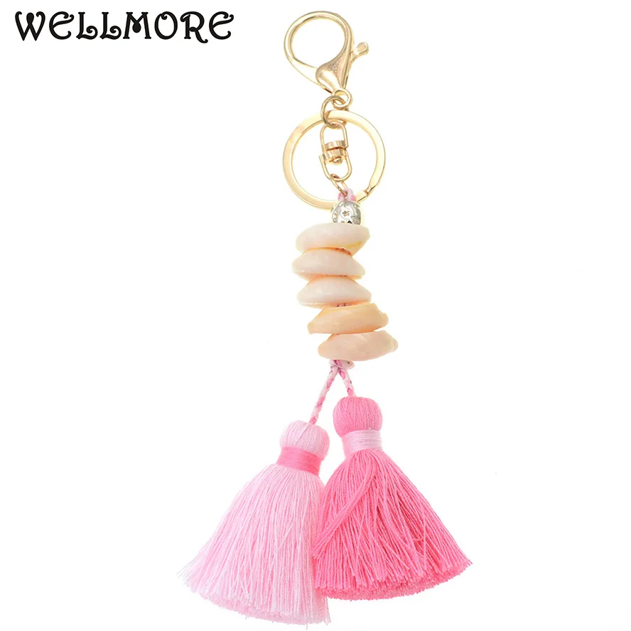 WELLMORE BOHO style keychain shandmade shell with long tassel alloy Key Chain For Women Girl Bag Keychain
WELLMORE BOHO style keychain shandmade shell with long tassel alloy Key Chain For Women Girl Bag Keychain