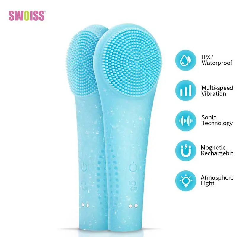 SWOISS Magnetic Charging Ultrasonic Silicone Facial Cleansing Brush Wash Electric Face Pore Cleaner Massager Beauty Instrument
SWOISS Magnetic Charging Ultrasonic Silicone Facial Cleansing Brush Wash Electric Face Pore Cleaner Massager Beauty Instrument
