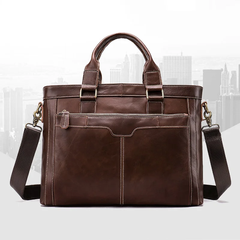 100% Genuine Leather Business Handbag Men Briefcase Top layer leather retro men's handbag business shoulder bag
100% Genuine Leather Business Handbag Men Briefcase Top layer leather retro men's handbag business shoulder bag