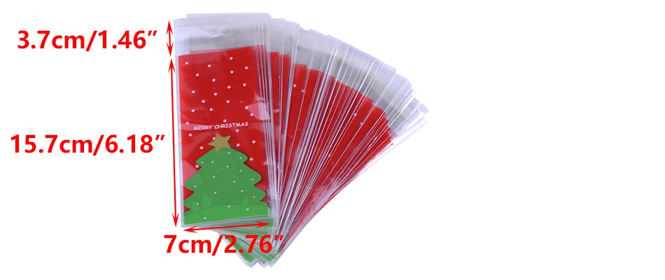 100pcs self adhesive christmas cookies biscuit bags xmas tree