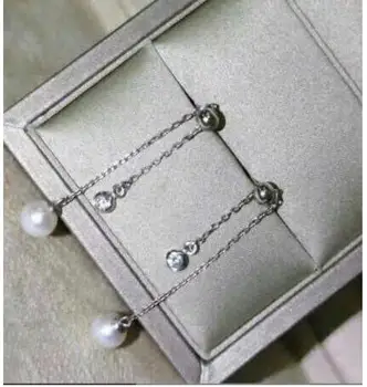 free shipping charming 9-10mm Freshwater dangle White pearl earring 925silver 
free shipping charming 9-10mm Freshwater dangle White pearl earring 925silver