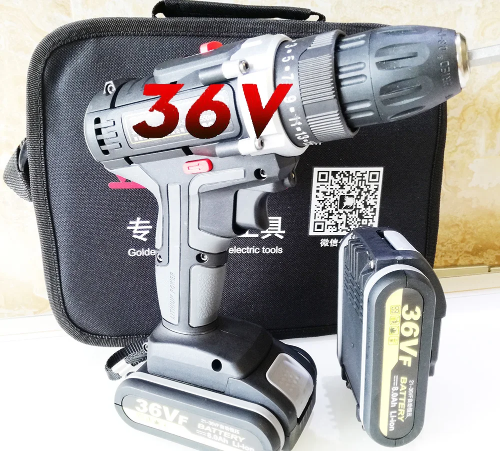 36V 2 Batteries Cordless Electric Lithium-Ion Screwdriver cordless drill Household Multifunction Hit Electric Drill Tools Scre
36V 2 Batteries Cordless Electric Lithium-Ion Screwdriver cordless drill Household Multifunction Hit Electric Drill Tools Scre