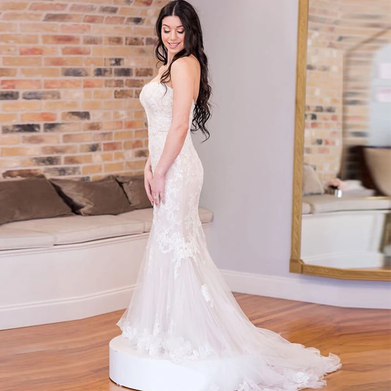 Elegant Mermaid Vestido De Casamento Sweetheart White Ivory Appliques Wedding Dress Chapel Train Custom Made Vestido De Novia
Elegant Mermaid Vestido De Casamento Sweetheart White Ivory Appliques Wedding Dress Chapel Train Custom Made Vestido De Novia