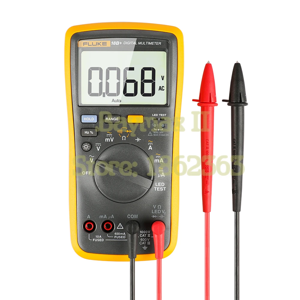 FLUKE 18B+ AC/DC Voltage,Current,Capacitance,Ohm Auto/Manual Range Digital multimeter with LED Test
FLUKE 18B+ AC/DC Voltage,Current,Capacitance,Ohm Auto/Manual Range Digital multimeter with LED Test