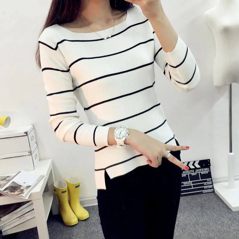 Spring Autumn Stripe Sweater Women 2017 Split Women Long Sleeve Square Neck Knitted Sweaters Pullovers Female Jumper Pull White
Spring Autumn Stripe Sweater Women 2017 Split Women Long Sleeve Square Neck Knitted Sweaters Pullovers Female Jumper Pull White