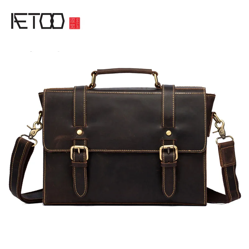 AETOO Crazy horse leather men bag cross-section handbag retro leather shoulder Messenger bag business briefcase trumpet
AETOO Crazy horse leather men bag cross-section handbag retro leather shoulder Messenger bag business briefcase trumpet