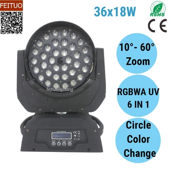 4pcs/lot LED Zoom Moving Head Wash Light 36x10w/15w/18W 4in1/5in1/6in1 Rotation Moving Heads Circle Effects for Disco Stage DJ
4pcs/lot LED Zoom Moving Head Wash Light 36x10w/15w/18W 4in1/5in1/6in1 Rotation Moving Heads Circle Effects for Disco Stage DJ