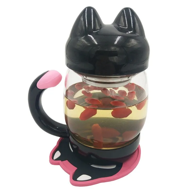 Cute Glass Water Coffee Kettle shaped Bottle With Filter 420ML 9 Cute Glass Water Coffee Kettle shaped Bottle With Filter 420ML 15