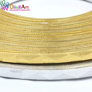 OLINGART 10m/Lot 5X1mm triangle printed Flat Aluminum wire Gold/silver crafts materials DIY Bracelet necklace jewelry making 
OLINGART 10m/Lot 5X1mm triangle printed Flat Aluminum wire Gold/silver crafts materials DIY Bracelet necklace jewelry making