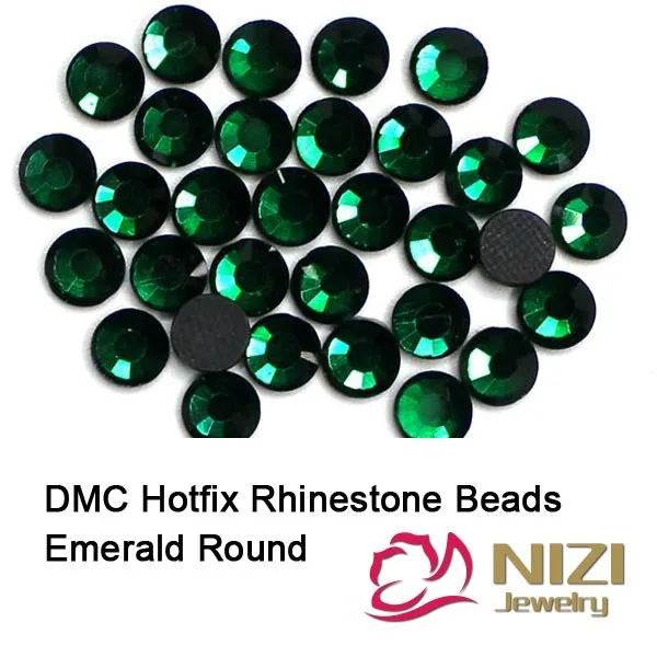 Fashion DMC Emerald Iron On Strass DIY Hotfix Rhinestones For Garment Accessories Round Glass Flatback New | Красота и здоровье