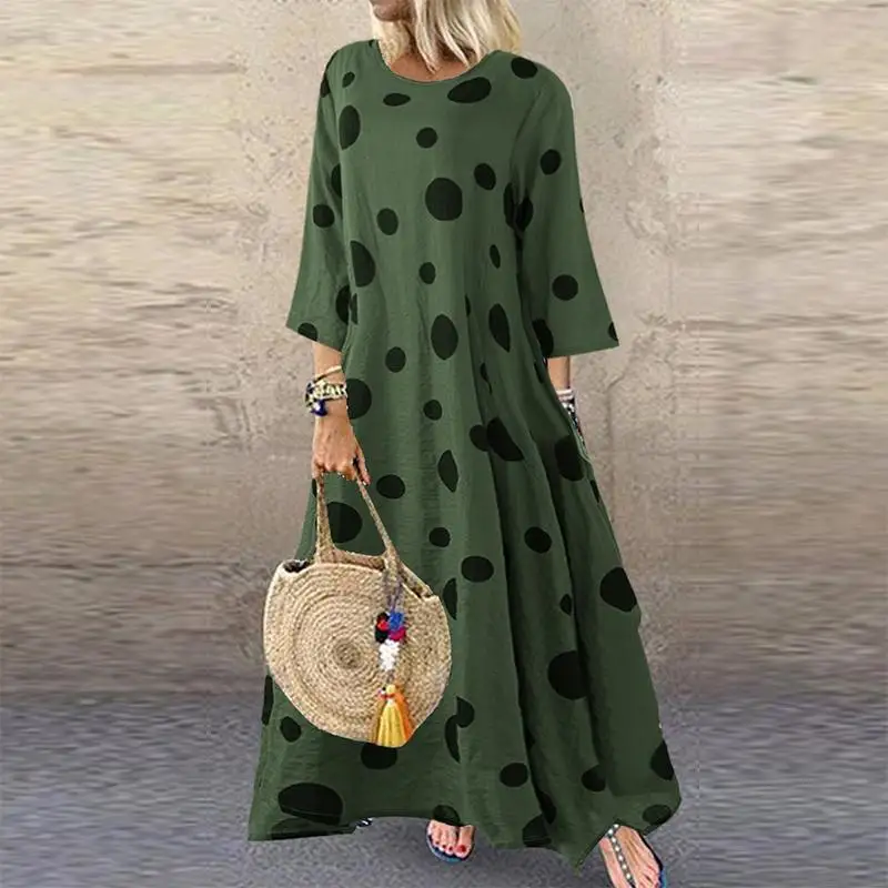 2019 Vintage Polka Dot Print Dress Women Casual Asymmetric Hem Vestidos Summer Sundress Long Maxi Bohemian Dresses Beach Robe
2019 Vintage Polka Dot Print Dress Women Casual Asymmetric Hem Vestidos Summer Sundress Long Maxi Bohemian Dresses Beach Robe