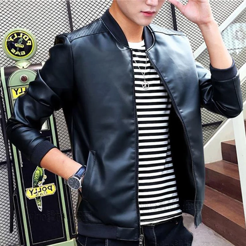 Men's Stand Collar Slim Fit Long Sleeve Full Zip PU Leather Casual Jacket Coat Black
Men's Stand Collar Slim Fit Long Sleeve Full Zip PU Leather Casual Jacket Coat Black