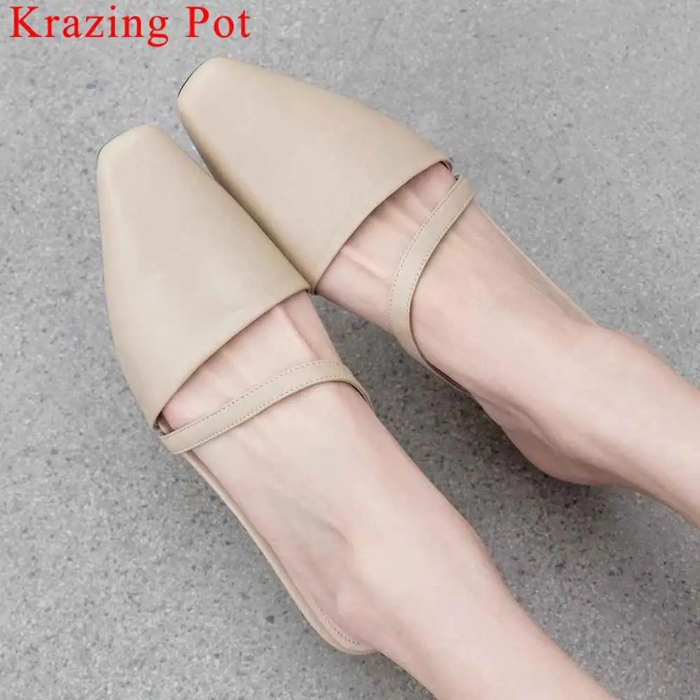 Krazing Pot genuine leather crystal med heels popular square toe women pumps slip on mules elegant lady solid daily shoes L39
Krazing Pot genuine leather crystal med heels popular square toe women pumps slip on mules elegant lady solid daily shoes L39