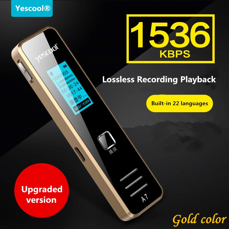Yescool A7 Professional Dictaphone mini portable Voice active denoise digital audio Recorder pen built-in speaker with MP3
Yescool A7 Professional Dictaphone mini portable Voice active denoise digital audio Recorder pen built-in speaker with MP3