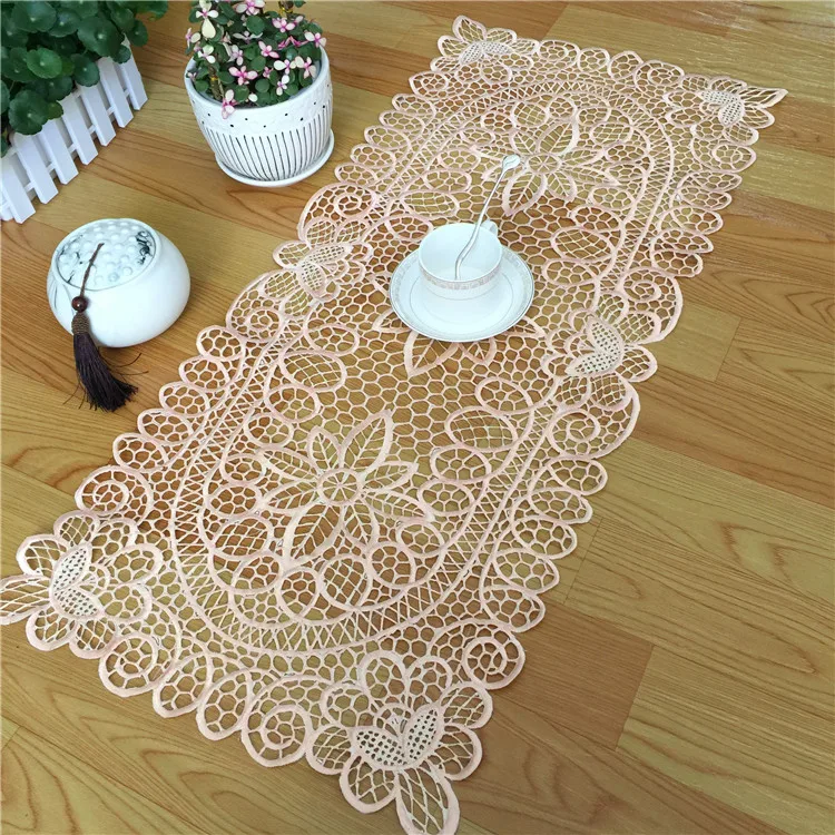 

40*85cm Elegant Embroidery Table Runner Pastoral Fabric Tea tablecloth, Luxury Table mat table Cover for decoration