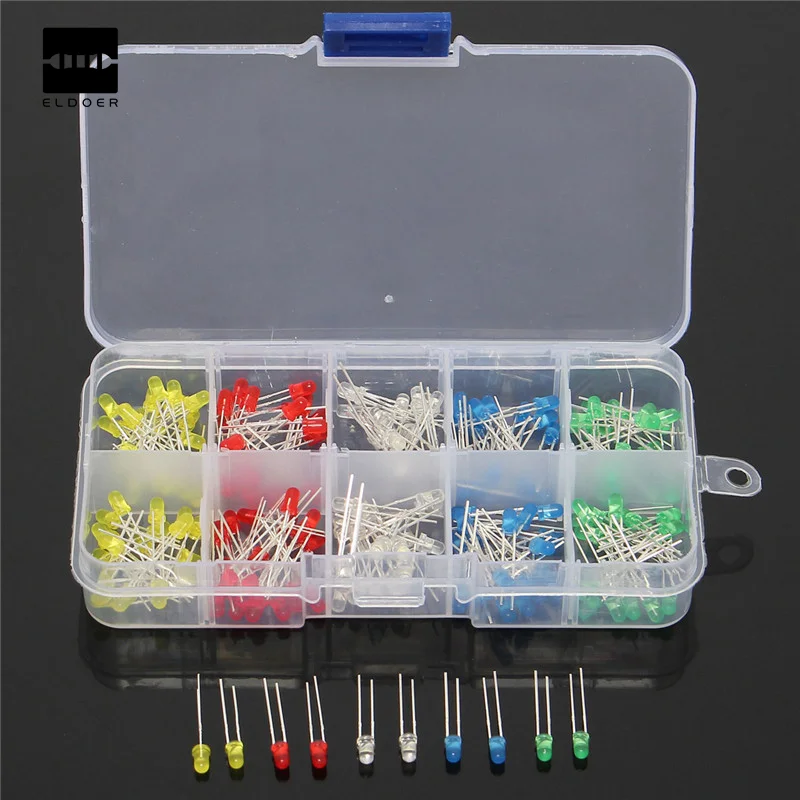 

Ied Diode light-emitting Diodes Universal 200pcs/box 3mm LED Light Assorted Kit Red Green Blue Yellow White DIY LEDs Diode Set