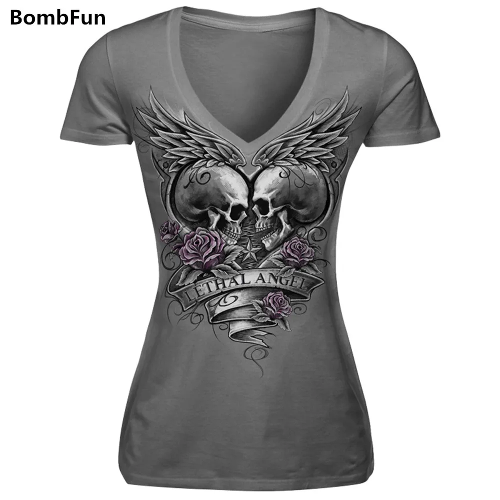 BombFun Women T shirt Punk Sexy Club Punk Harajuku Style T shirts Summer 3d Print Wings Skull Tops Casual Tees Camiseta Mujer
BombFun Women T shirt Punk Sexy Club Punk Harajuku Style T shirts Summer 3d Print Wings Skull Tops Casual Tees Camiseta Mujer