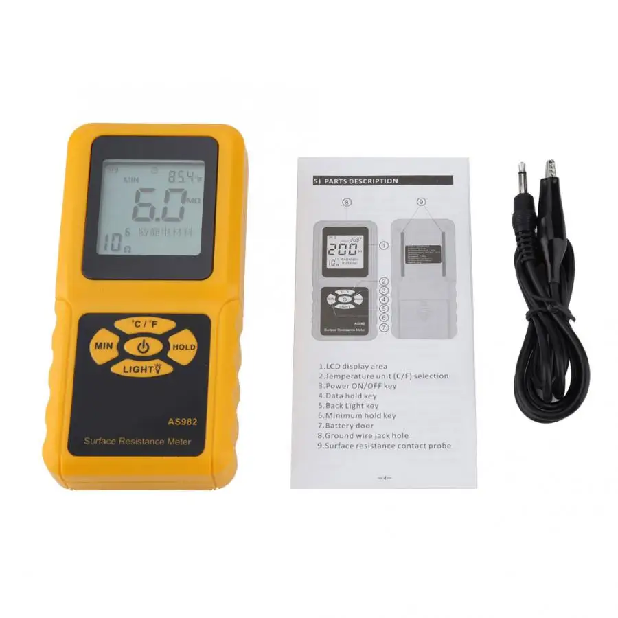 Megger SMART SENSOR AS982 LCD Display Surface Resistance Meter Handheld Earth Resistance Tester Megohmmeter Tool
Megger SMART SENSOR AS982 LCD Display Surface Resistance Meter Handheld Earth Resistance Tester Megohmmeter Tool