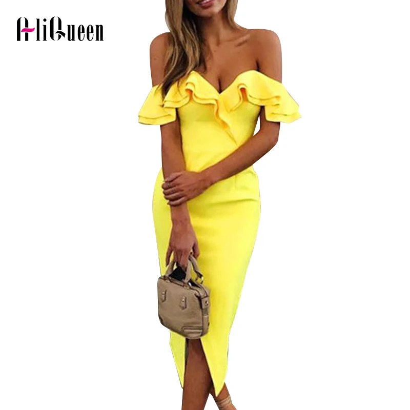 2019 Summer Sexy Off Shoulder Ruffles Dress Women Bandage Slash Neck Club Party Midi Dress White Runway Sheath Dresses Vestidos
2019 Summer Sexy Off Shoulder Ruffles Dress Women Bandage Slash Neck Club Party Midi Dress White Runway Sheath Dresses Vestidos