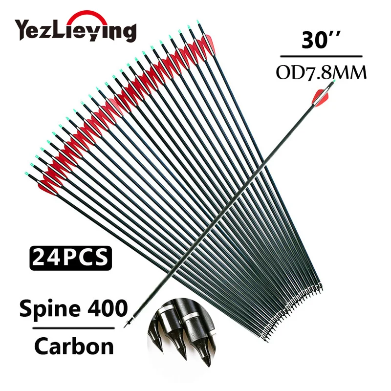 24pcs Hunting Carbon Arrow Length 30 Inches Spine 400 Red and White Feather Replaceable arrow heads for Recurve/Compound Bow
24pcs Hunting Carbon Arrow Length 30 Inches Spine 400 Red and White Feather Replaceable arrow heads for Recurve/Compound Bow
