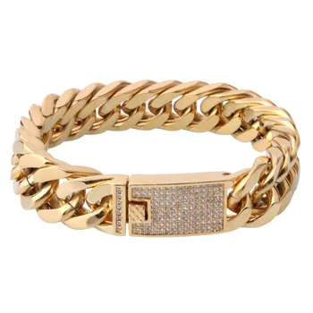 15mm Men's Shiny Crystal Casting Clasp Gold Color Stainless Steel Double Curb Cuban Link Chain Bracelet Jewelry 8-11 Inches
15mm Men's Shiny Crystal Casting Clasp Gold Color Stainless Steel Double Curb Cuban Link Chain Bracelet Jewelry 8-11 Inches