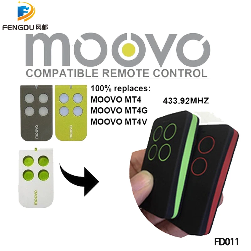 Moovo clone remote control compatible with Moovo MT4,MT4G,MT4V gate control,garage command 433.92mhz transmitter key fob
Moovo clone remote control compatible with Moovo MT4,MT4G,MT4V gate control,garage command 433.92mhz transmitter key fob