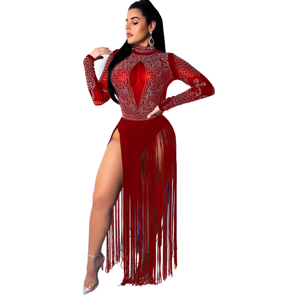 2019 new women's tassel dress lace perspective hot diamond dress sexy nightclub club party dress
2019 new women's tassel dress lace perspective hot diamond dress sexy nightclub club party dress