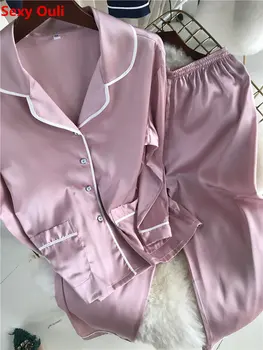 Silk Pajamas For Women Satin Women Pajamas Sets Long Sleeves Turn-down Collar Pocket Decor Top+Pants Women Silk Pajamas
Silk Pajamas For Women Satin Women Pajamas Sets Long Sleeves Turn-down Collar Pocket Decor Top+Pants Women Silk Pajamas