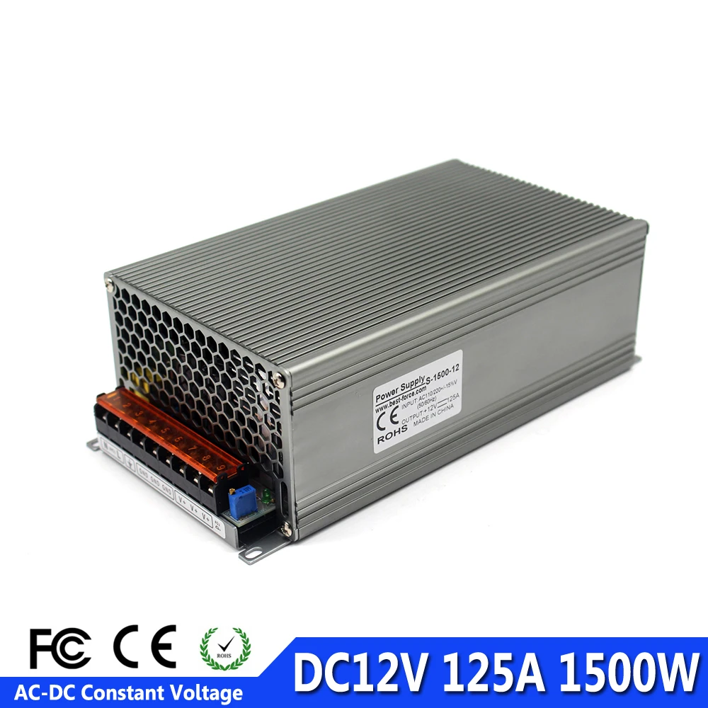 Single Output Power Supply DC12V Transformer 220V 110V AC to DC 12V 125A 1500W Switch Power Source Adapter For LED Strip light
Single Output Power Supply DC12V Transformer 220V 110V AC to DC 12V 125A 1500W Switch Power Source Adapter For LED Strip light