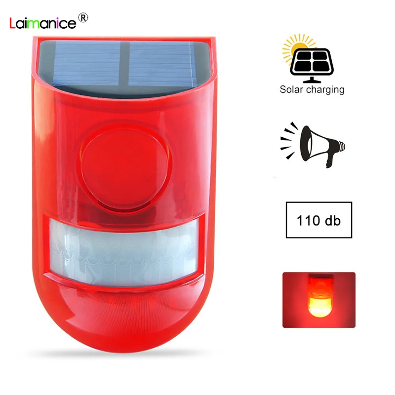 110db Motion Sensor Solar Warning Light Outdoor Wireless Flashing Siren Strobe Lamp Siren For Home Alarm Security System IP65
110db Motion Sensor Solar Warning Light Outdoor Wireless Flashing Siren Strobe Lamp Siren For Home Alarm Security System IP65