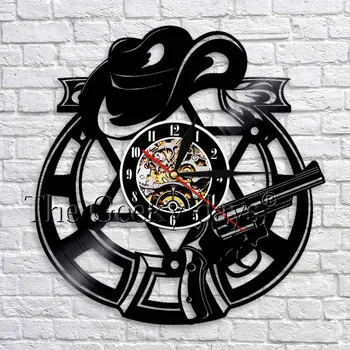 Hat and Revolver Vinyl Record Wall Clock Vintage Home Decor Cowboy Wall Decor 3D Wall Watch Clock Gift For Cowboy Lover
Hat and Revolver Vinyl Record Wall Clock Vintage Home Decor Cowboy Wall Decor 3D Wall Watch Clock Gift For Cowboy Lover