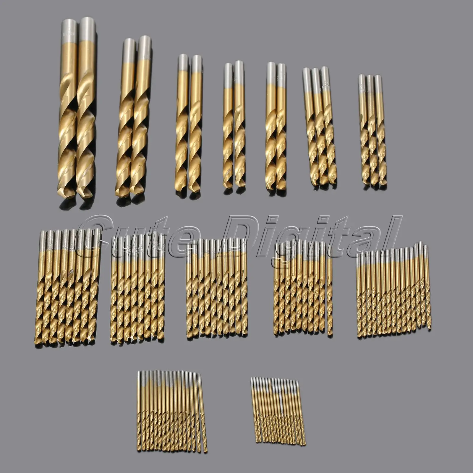 99pcs/set Titanium Coated HSS Twist Drill Bit Set High Speed Steel Drill Woodworking Power Tools Drill Accessories 1.5mm-10mm