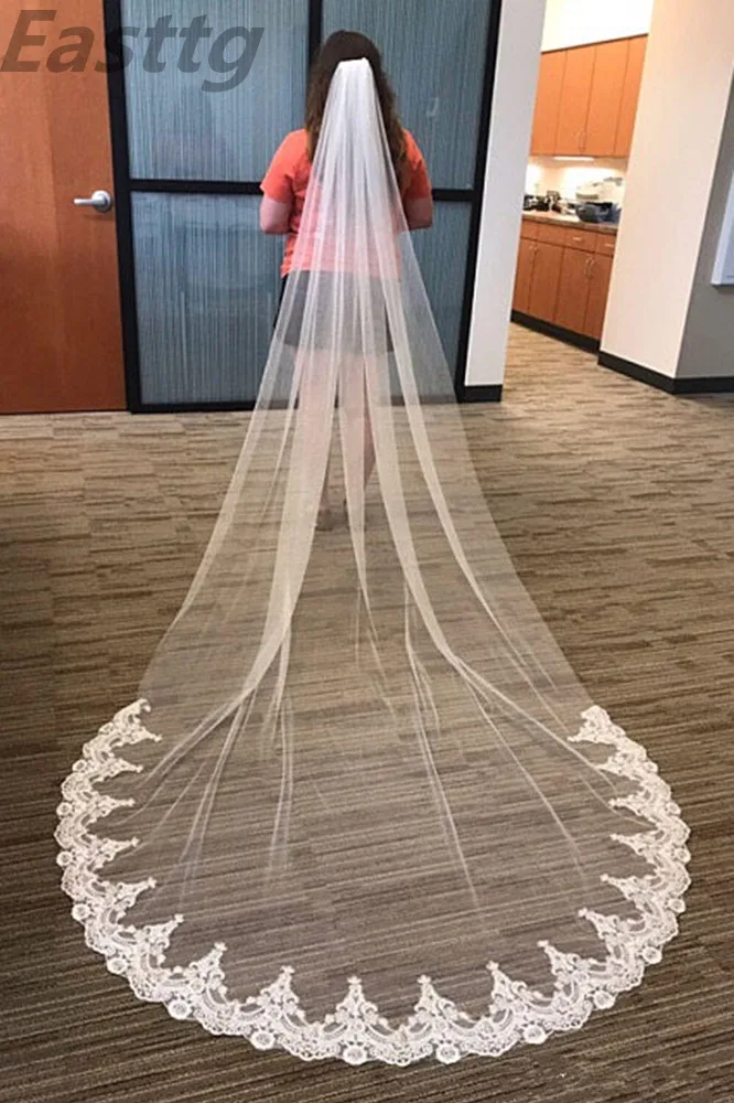 White Ivory Cathedral Length Wedding Veils One Layer Lace Bridal Accessories Veil with Comb Veu De Noiva
White Ivory Cathedral Length Wedding Veils One Layer Lace Bridal Accessories Veil with Comb Veu De Noiva