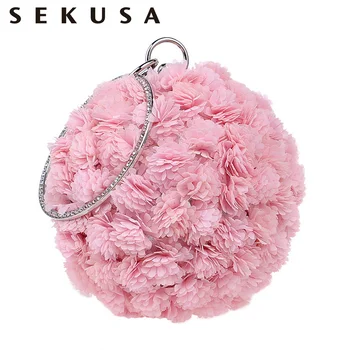 SEKUSA One Side Flower Handmade Evening Bag Cirular Shaped Diamonds Women Handbags With Handle Small Day Clutch Purse
SEKUSA One Side Flower Handmade Evening Bag Cirular Shaped Diamonds Women Handbags With Handle Small Day Clutch Purse