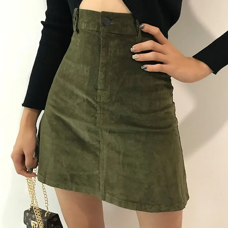 2019 Spring British Retro Wind Corduroy High Waist A-line Skirts Womens Casual ArmyGreen Mini Skirt Streetwear
2019 Spring British Retro Wind Corduroy High Waist A-line Skirts Womens Casual ArmyGreen Mini Skirt Streetwear